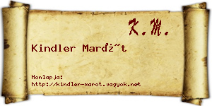 Kindler Marót névjegykártya